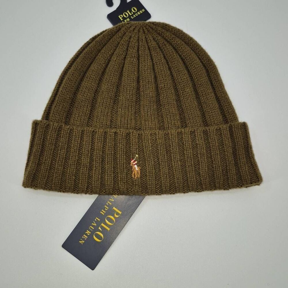Polo Ralph Lauren Men's Wool Blend Ribbed Cuff Knit Beanie Hat NWT